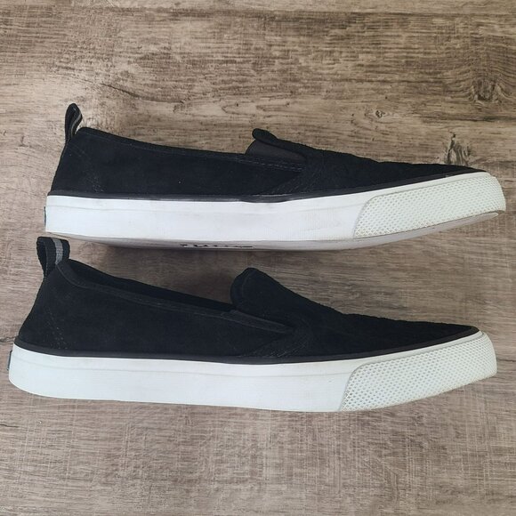 Sperry Womens Sz 8.5 Black Quilted Suede Slip On Sneakers Casual Shoes STS83319 - Picture 6 of 10